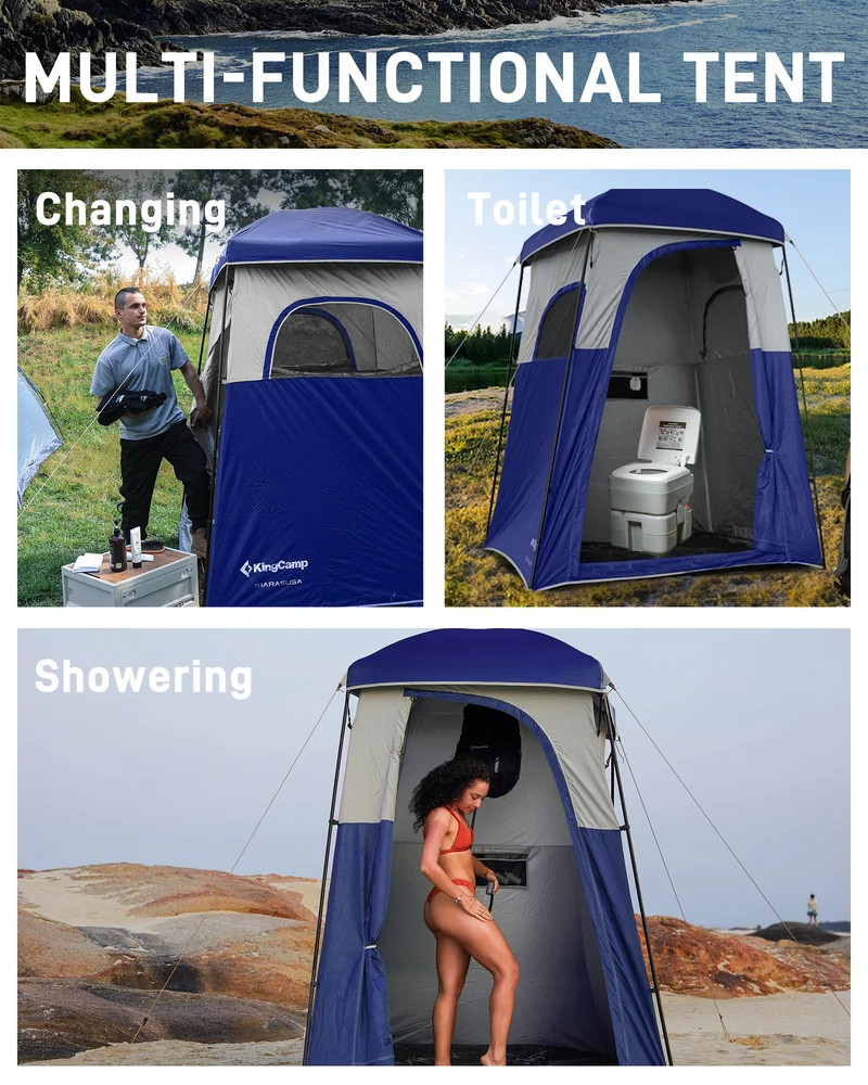 KingCamp MARASUSA Single Privacy Shelter with 20L Solar Shower Bag | Camping Shower Tent, UPF50+ Sun Protection, Portable Outdoor Shower Kit