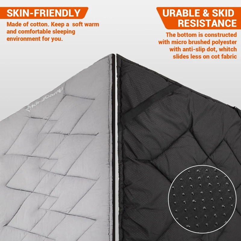 KingCamp CAMP PAD 350 Quilted Camping Cot Pad, Lightweight Padded Sleeping Mat with Elastic Straps, Machine Washable, 75" x 25"