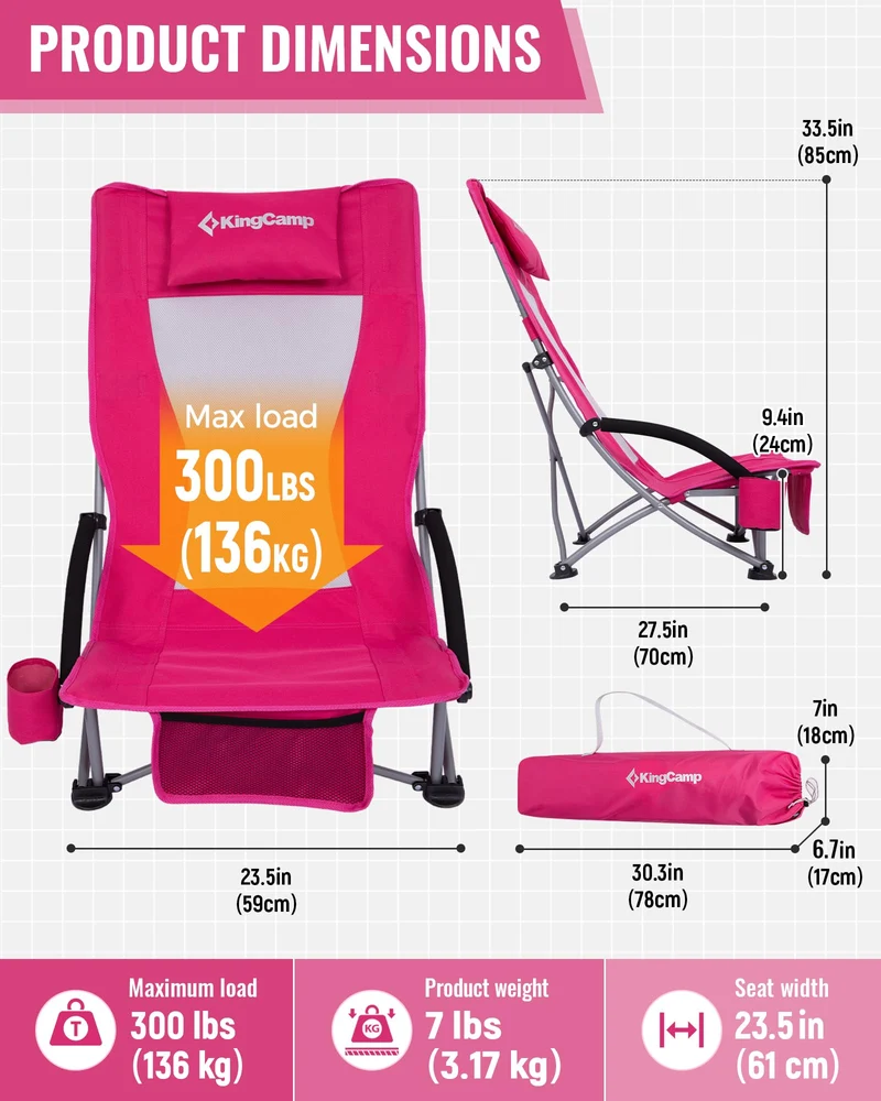 KingCamp Highback Beach Chair Set of 2