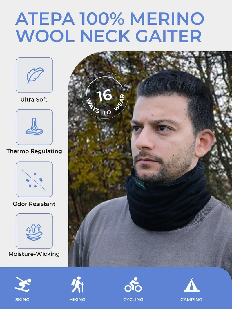 ATEPA Merino Wool Neck Gaiter