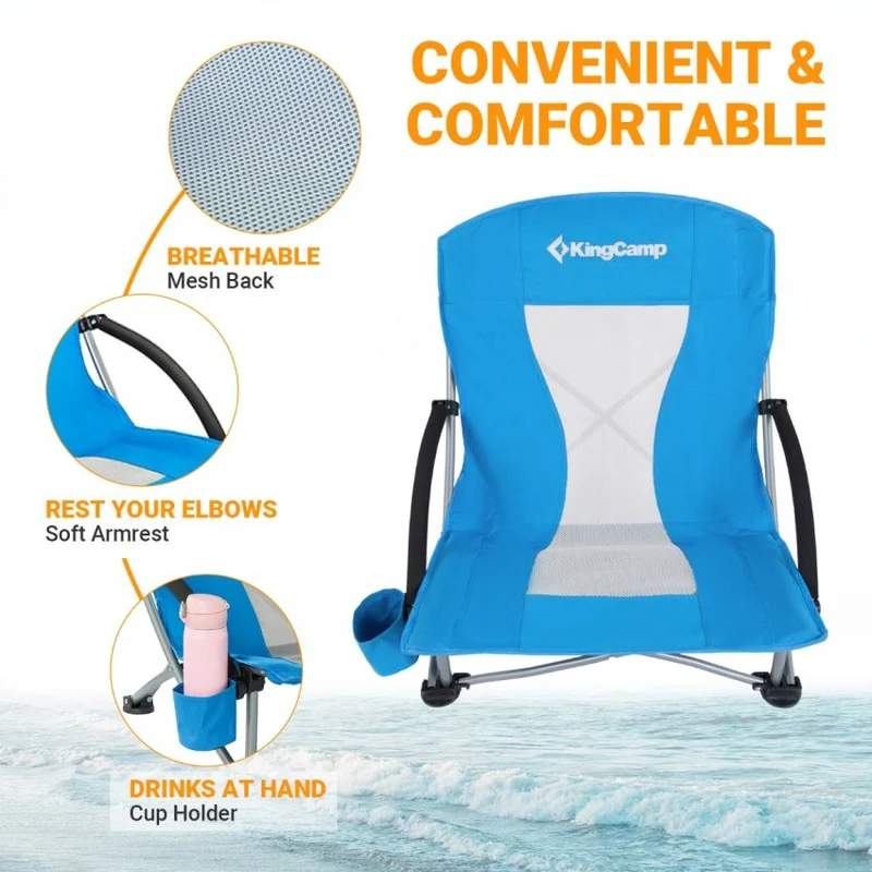KingCamp Low Back Lightweight Strong Stable Folding Beach Chair 2-piece Set