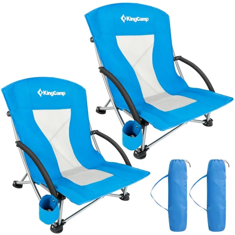 KingCamp Low Back Lightweight Strong Stable Folding Beach Chair 2-piece Set
