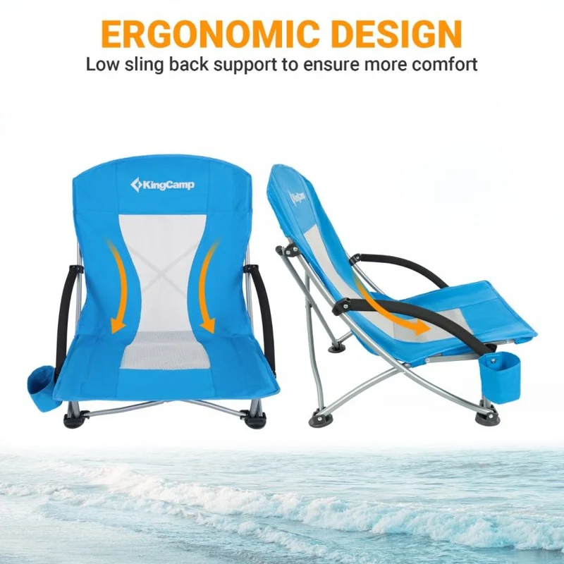 KingCamp Low Back Lightweight Strong Stable Folding Beach Chair 2-piece Set