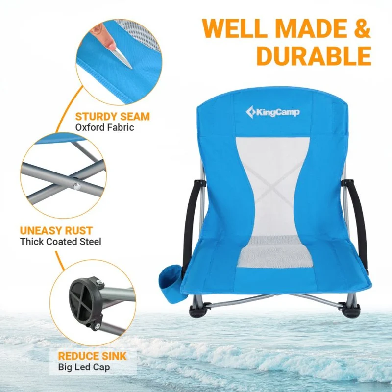 KingCamp Low Back Lightweight Strong Stable Folding Beach Chair 2-piece Set