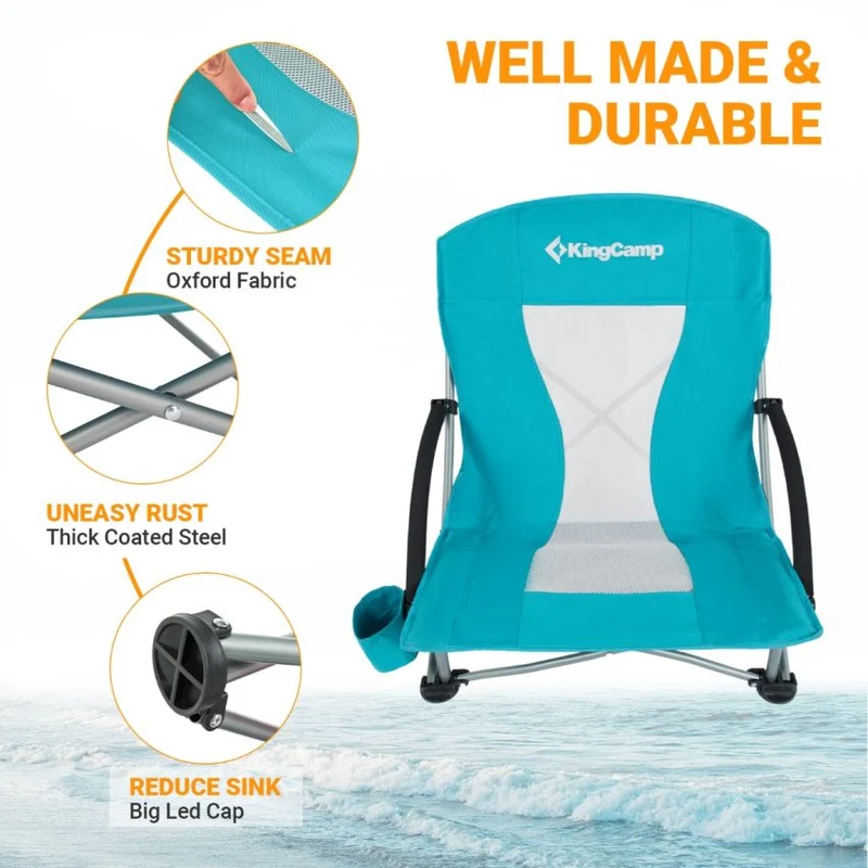 KingCamp Low Back Lightweight Strong Stable Folding Beach Chair 2-piece Set