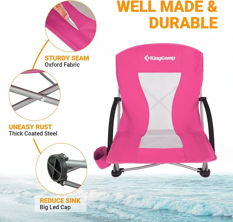 KingCamp Low Back Lightweight Strong Stable Folding Beach Chair 2-piece Set