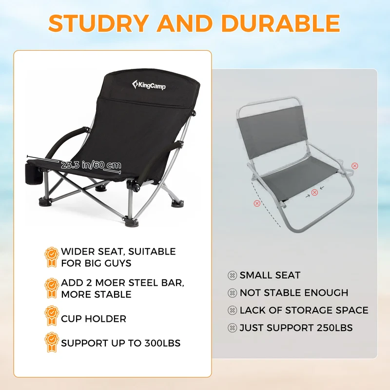 KingCamp Low Back Beach Lightweight Folding Beach Chair