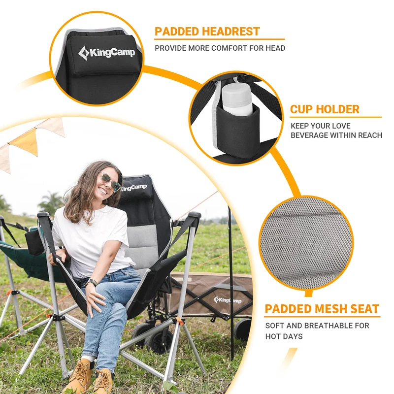 KingCamp Portable Swing Recliner Chair with Pillow ORCHID C10 Hammock Camping Chair