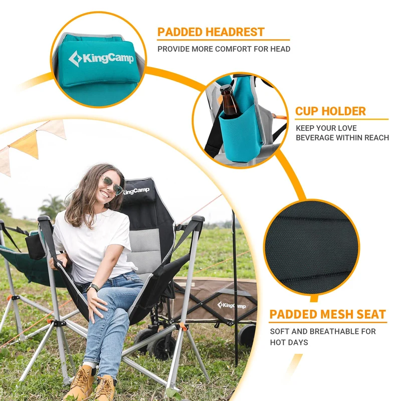 KingCamp Portable Swing Recliner Chair with Pillow ORCHID C10 Hammock Camping Chair