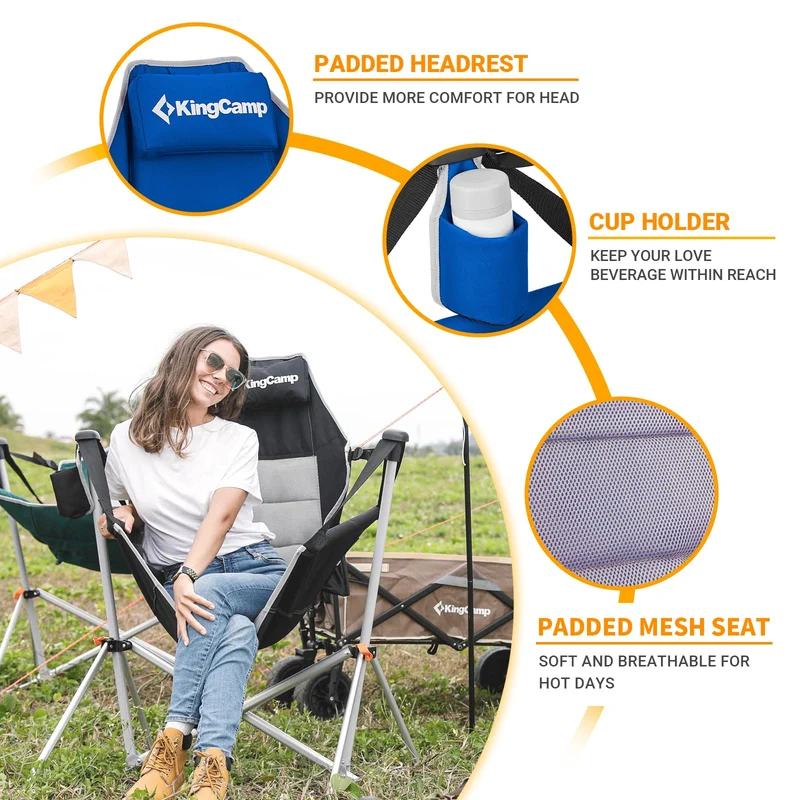 KingCamp Portable Swing Recliner Chair with Pillow ORCHID C10 Hammock Camping Chair
