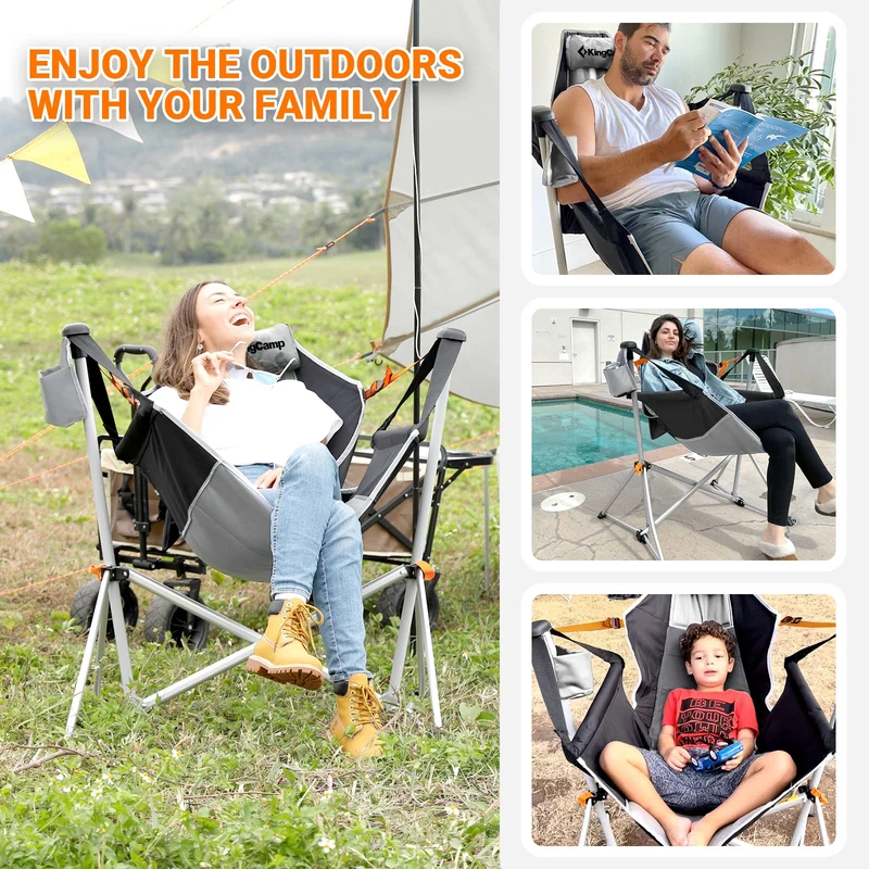 KingCamp Portable Swing Recliner Chair with Pillow ORCHID C10 Hammock Camping Chair