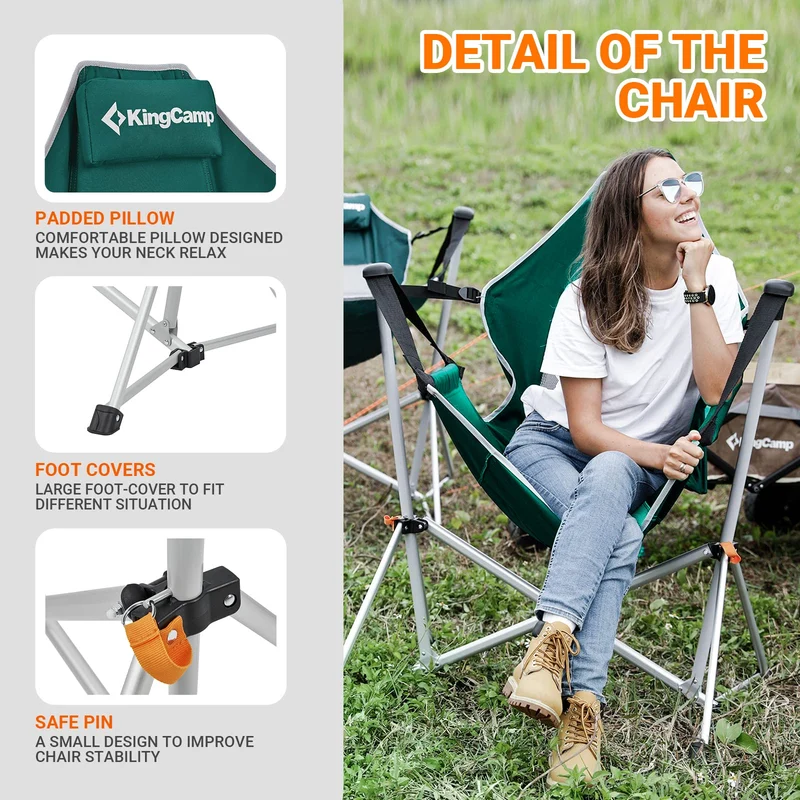 KingCamp Portable Swing Recliner Chair with Pillow ORCHID C10 Hammock Camping Chair