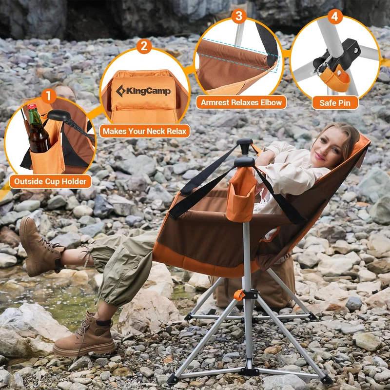 KingCamp Portable Swing Recliner Chair with Pillow ORCHID C10 Hammock Camping Chair