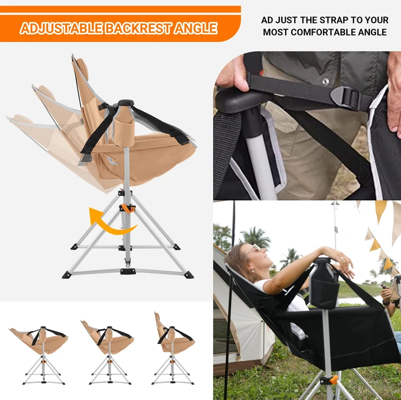 KingCamp Portable Swing Recliner Chair with Pillow ORCHID C10 Hammock Camping Chair