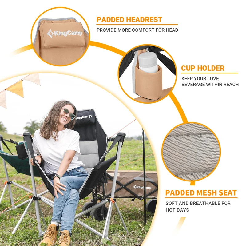 KingCamp Portable Swing Recliner Chair with Pillow ORCHID C10 Hammock Camping Chair