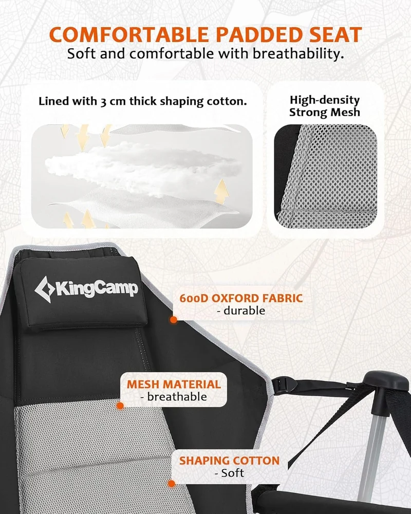 KingCamp Portable Swing Recliner Chair with Pillow ORCHID C10 Hammock Camping Chair