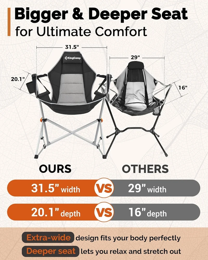 KingCamp Portable Swing Recliner Chair with Pillow ORCHID C10 Hammock Camping Chair