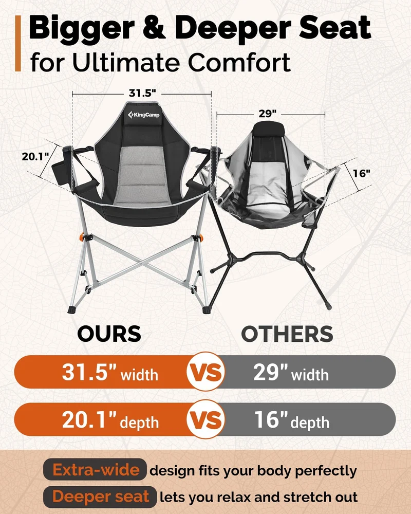 KingCamp Portable Swing Recliner Chair with Pillow ORCHID C10 Hammock Camping Chair