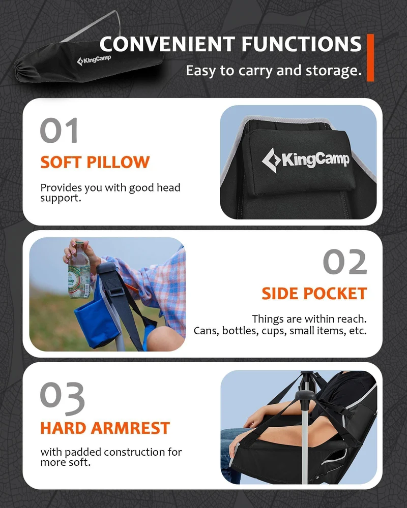 KingCamp Portable Swing Recliner Chair with Pillow ORCHID C10 Hammock Camping Chair