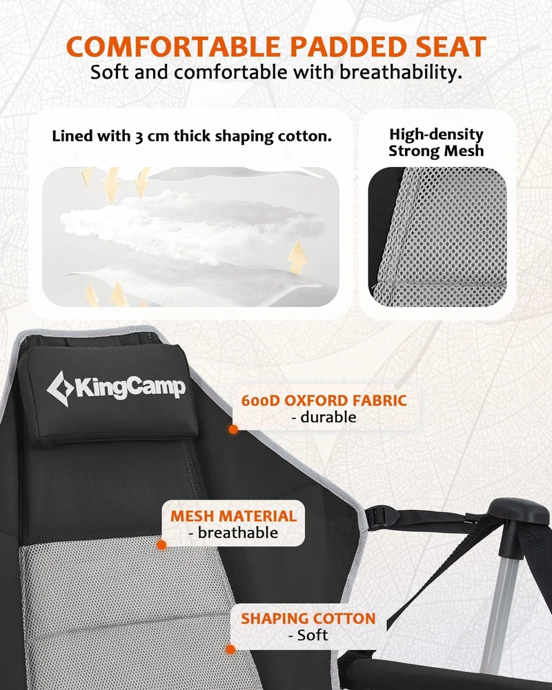 KingCamp Portable Swing Recliner Chair with Pillow ORCHID C10 Hammock Camping Chair