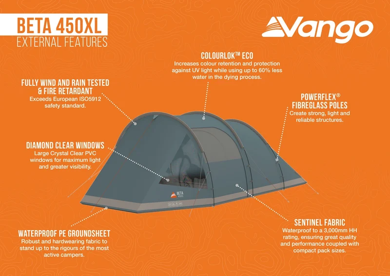 Vango Beta 450XL 4 Person Tent - Deep Blue