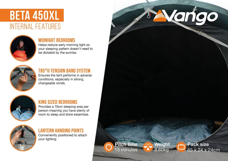 Vango Beta 450XL 4 Person Tent - Deep Blue