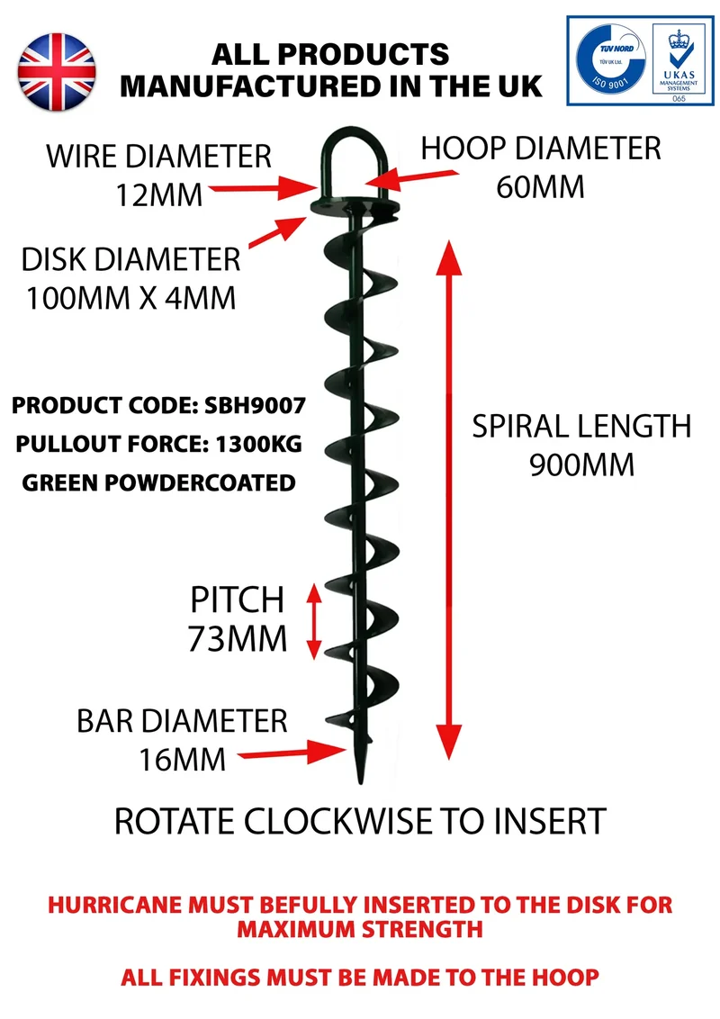 Spyrabase Hurricane Anchor 900mm