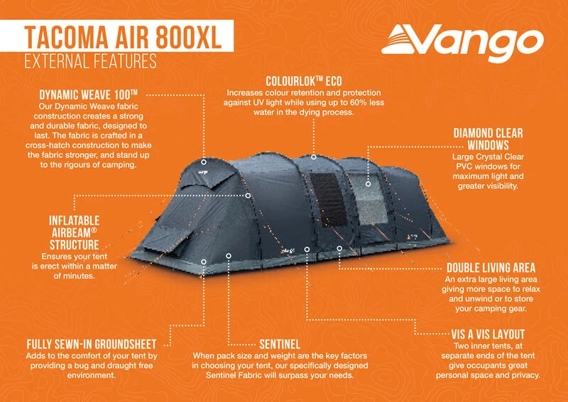 Vango Tacoma Air 800XL Tent Package (Footprint Included)
