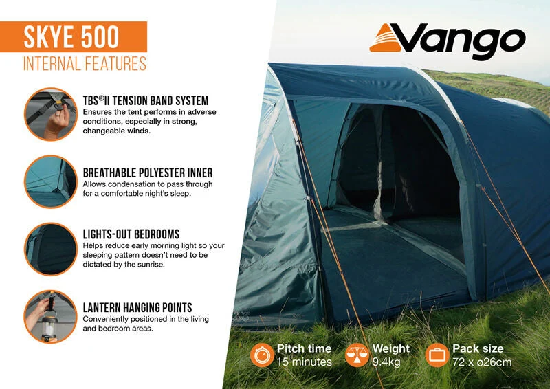 Vango Skye 500 5 Person Tent - Deep Blue
