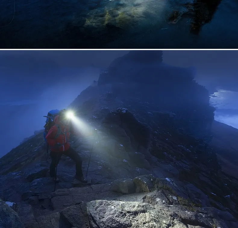 Wasserdichte LED Stirnlampe mit Zoom für Outdoor-Aktivitten
