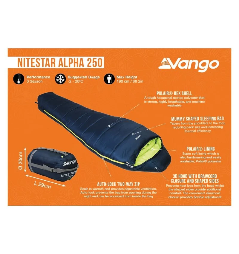 Vango Nitestar 250 Sleeping Bag - Classic Blue
