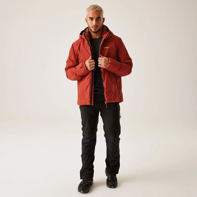 Men's Regatta Frelton Waterproof Insulated Jacket - Red Ochre Black