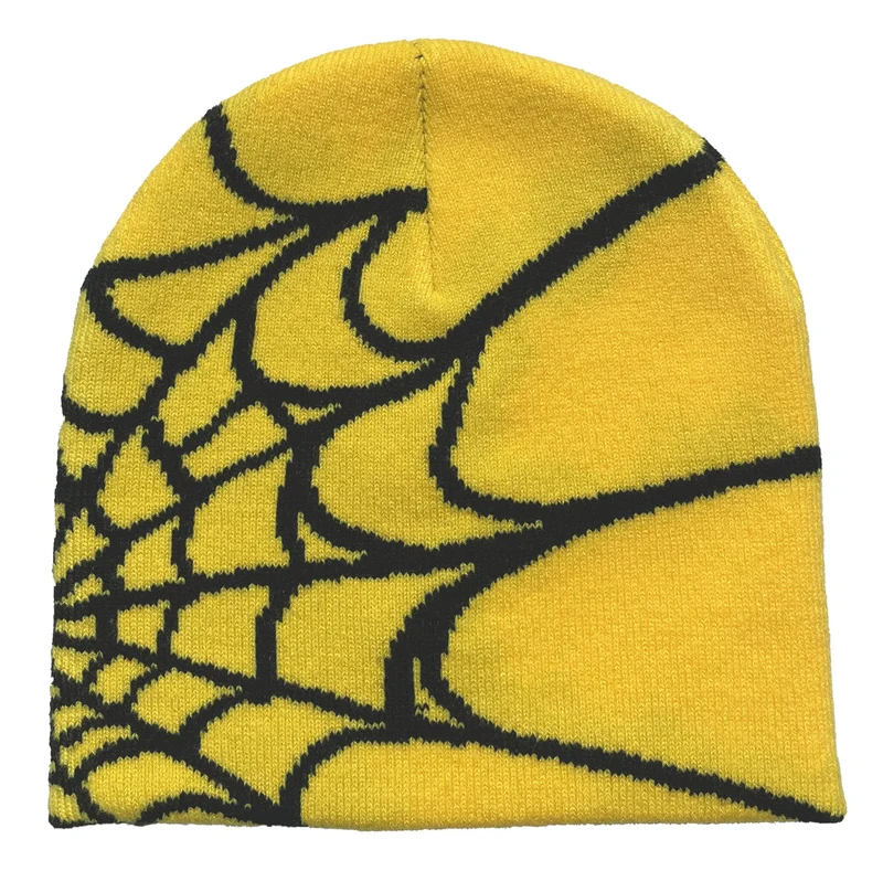 Warme Strickmütze mit Spinnennetz-Print für Damen & Herren