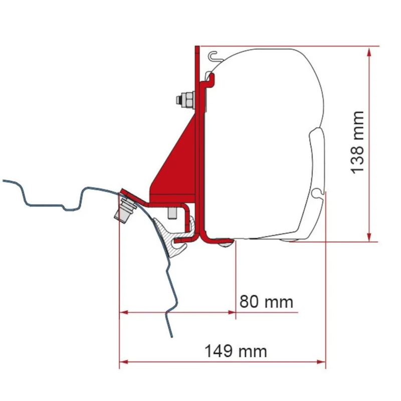 Fiamma F45 S Adaptor 98655Z147 - Fits vans with Brandrup or Vamoose rail fitted.