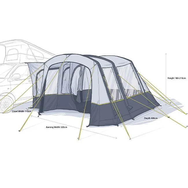 Maypole Warwick Air Driveaway Awning - Low 180-210cm