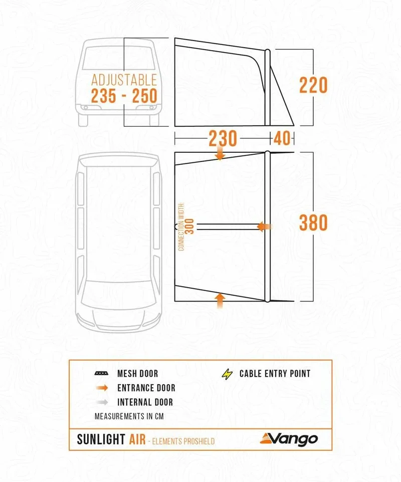 Vango Sunlight Air ProSheild Awning / Canopy For Caravans