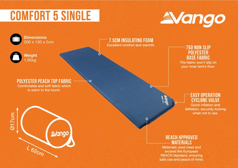 Vango Self-Inflating Comfort 5cm Single Sleeping Mat