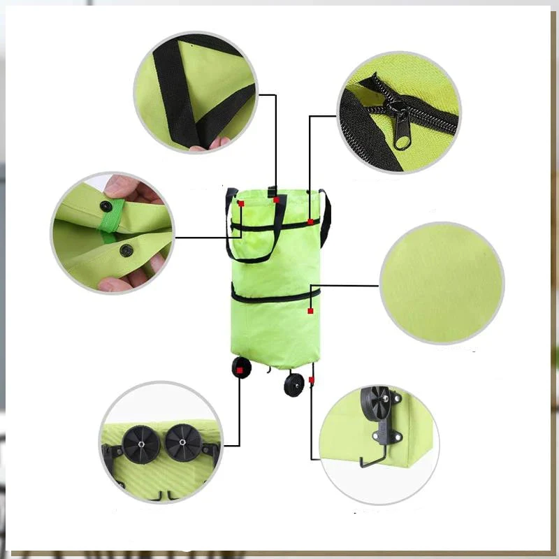 2-in-1 Faltbare Einkaufstasche - Tragetasche & Rollsystem