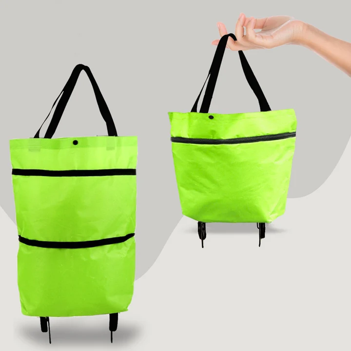 2-in-1 Faltbare Einkaufstasche - Tragetasche & Rollsystem
