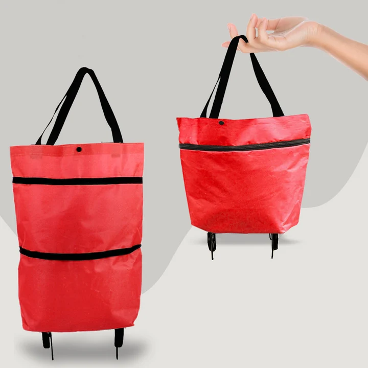 2-in-1 Faltbare Einkaufstasche - Tragetasche & Rollsystem