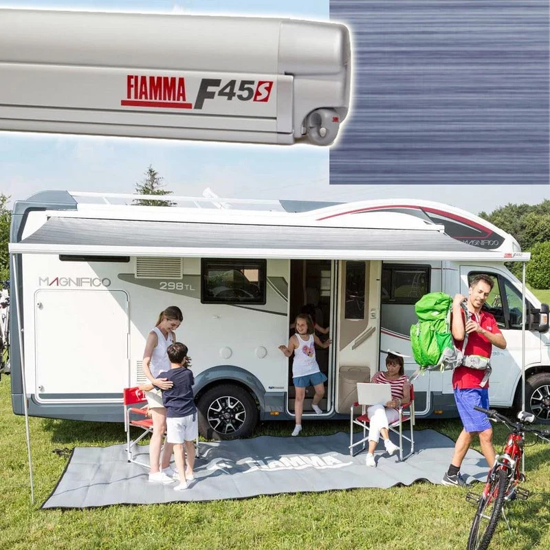 Fiamma F45S Motorhome Awning Titanium Casing / Royal Blue Fabric
