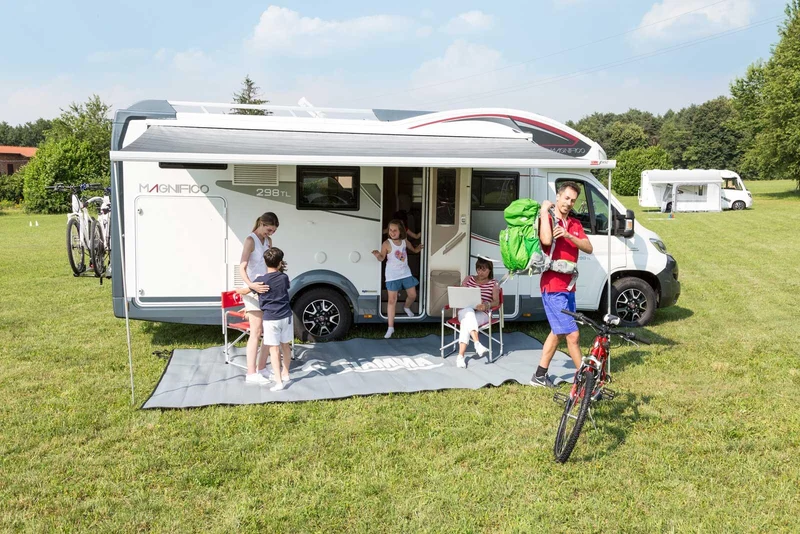 Fiamma F45S Motorhome Awning - Deep Black Casing / Royal Grey Fabric