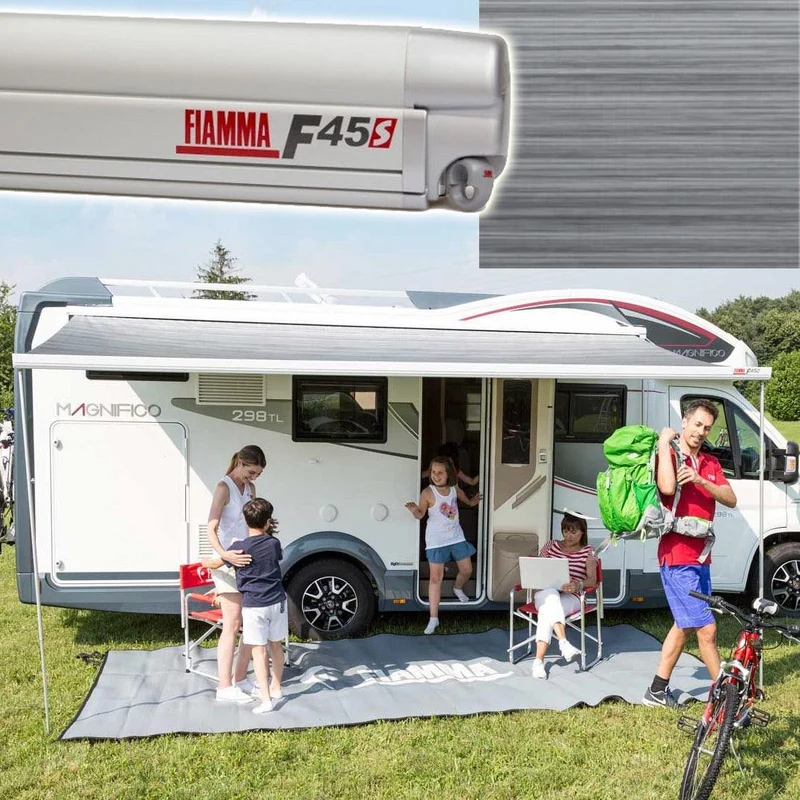 Fiamma F45S Motorhome Awning Titanium Casing / Royal Grey Fabric