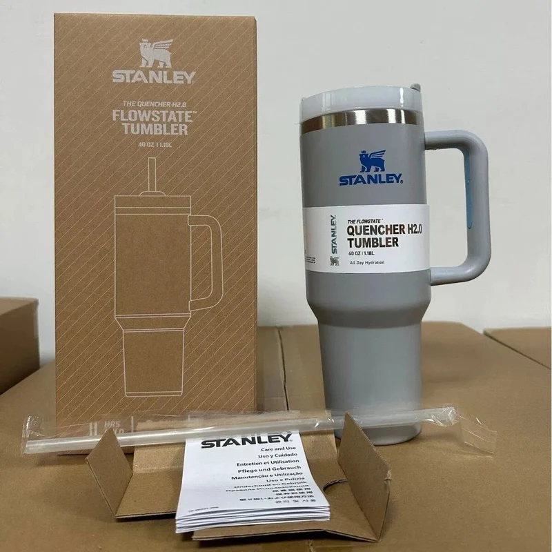 Isolierter Reisebecher 40oz - Edelstahl, Auslaufsicher, Griff & Strohhalm