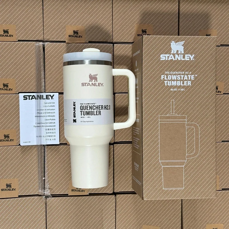 Isolierter Reisebecher 40oz - Edelstahl, Auslaufsicher, Griff & Strohhalm