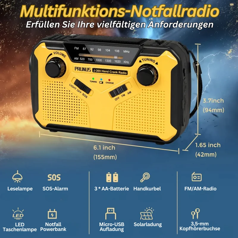 Multifunktionales Notfallradio - Mit Taschenlampe und Powerbank