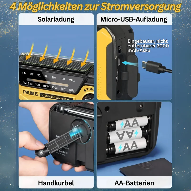 Multifunktionales Notfallradio - Mit Taschenlampe und Powerbank