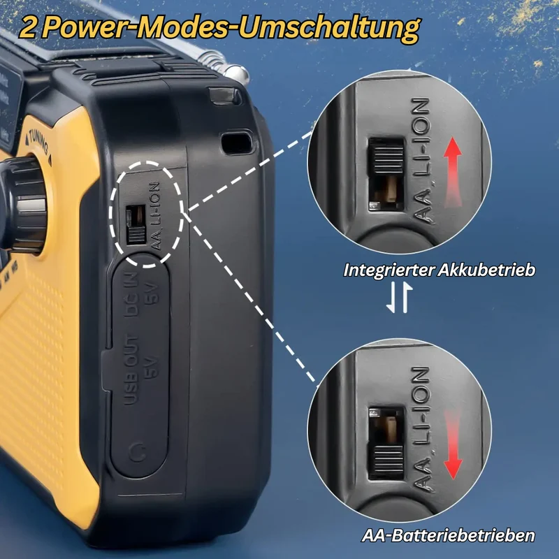 Multifunktionales Notfallradio - Mit Taschenlampe und Powerbank