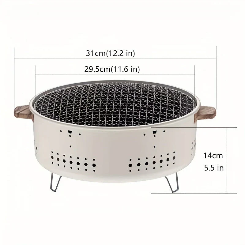 Rauchfreier Holzkohlegrill - Kompakt & Tragbar - Für Unterwegs