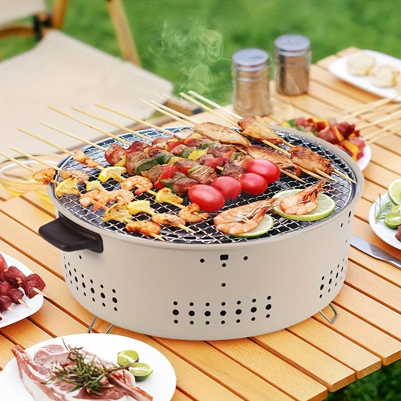 Rauchfreier Holzkohlegrill - Kompakt & Tragbar - Für Unterwegs